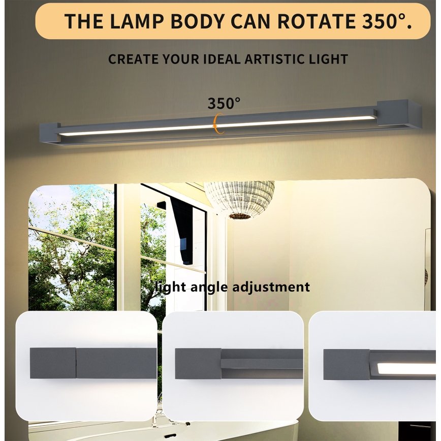 Brilagi - Iluminación LED para espejo de baño AQUA LINE LED/24W/230V 90 cm IP44 antracita CRI 90