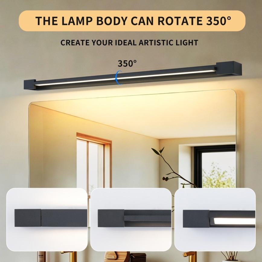 BRILAGI - Iluminación LED para espejo de baño AQUA LINE LED/28W/230V 100 cm IP44 negro CRI 90
