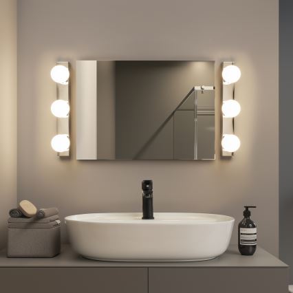 Brilagi - Iluminación LED para espejo de baño HOLLYWOOD, 3x LED de 3 W, 230 V, 39 cm, IP44, cromo brillante