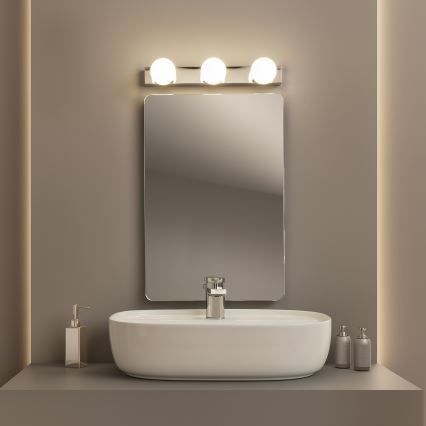 Brilagi - Iluminación LED para espejo de baño HOLLYWOOD, 3x LED de 3 W, 230 V, 39 cm, IP44, cromo brillante