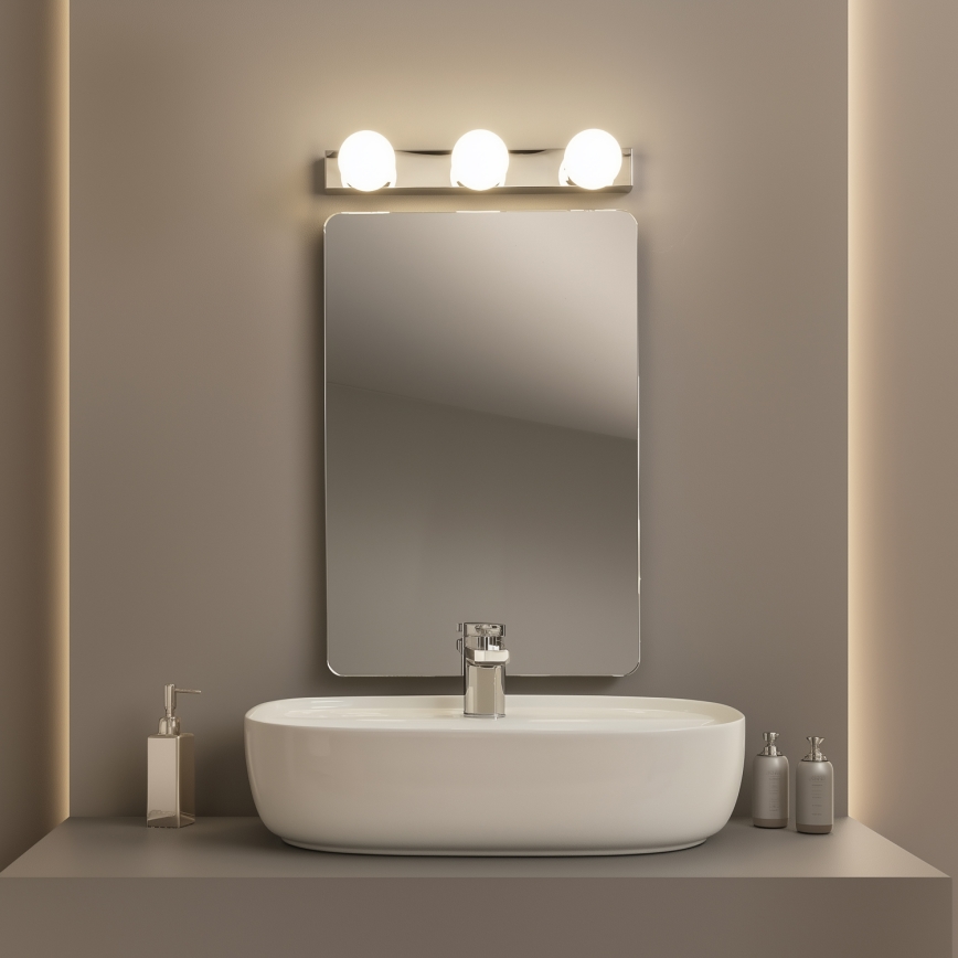 Brilagi - Iluminación LED para espejo de baño HOLLYWOOD, 3x LED de 3 W, 230 V, 39 cm, IP44, cromo brillante