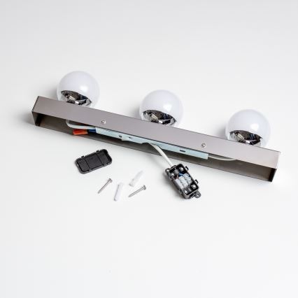 Brilagi - Iluminación LED para espejo de baño HOLLYWOOD, 3x LED de 3 W, 230 V, 39 cm, IP44, cromo brillante
