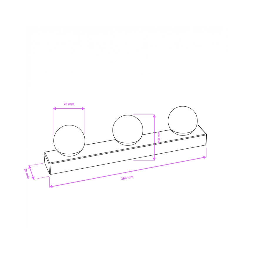 Brilagi - Iluminación LED para espejo de baño HOLLYWOOD, 3x LED de 3 W, 230 V, 39 cm, IP44, cromo brillante