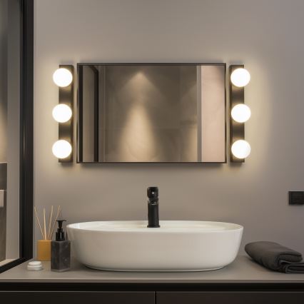 Brilagi - Aplique LED para espejo de baño HOLLYWOOD 3xLED/3W/230V 39 cm IP44 negro