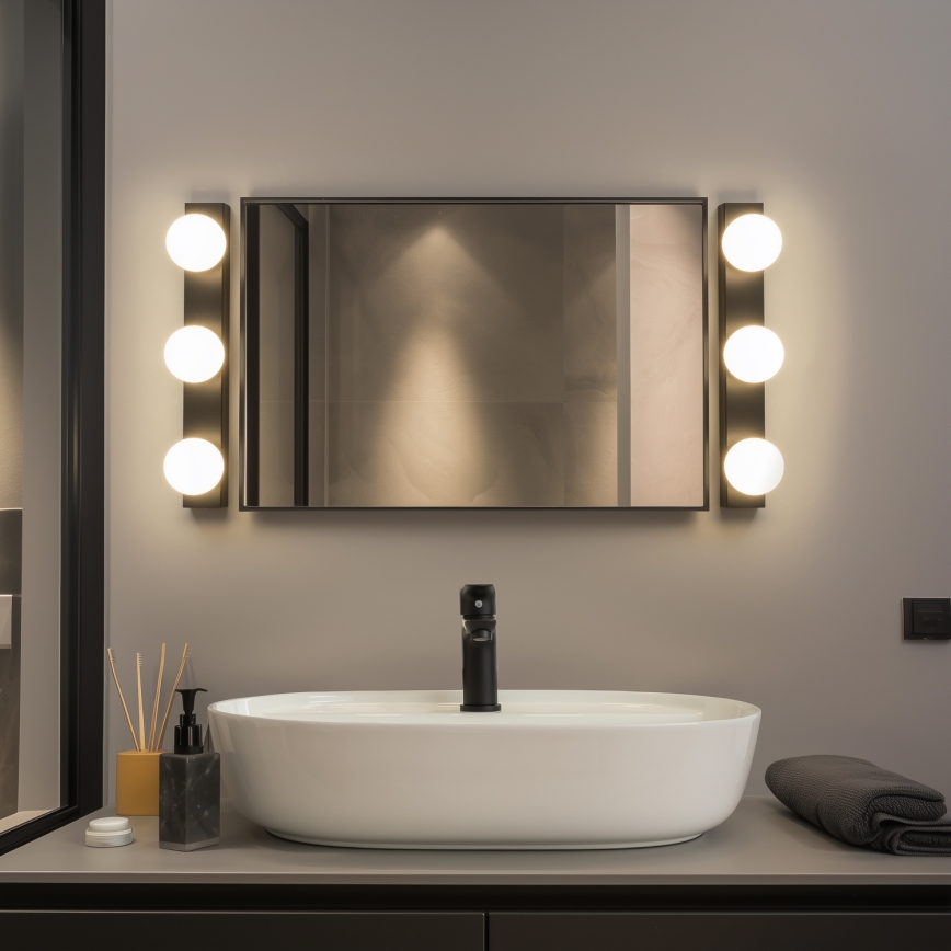 Brilagi - Aplique LED para espejo de baño HOLLYWOOD 3xLED/3W/230V 39 cm IP44 negro