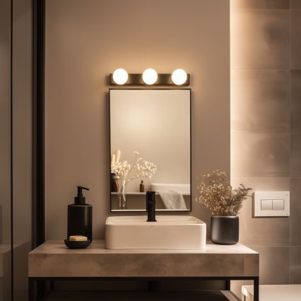 Brilagi - Aplique LED para espejo de baño HOLLYWOOD 3xLED/3W/230V 39 cm IP44 negro