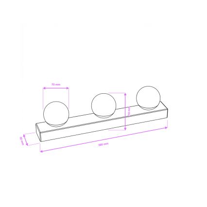 Brilagi - Aplique LED para espejo de baño HOLLYWOOD 3xLED/3W/230V 39 cm IP44 negro