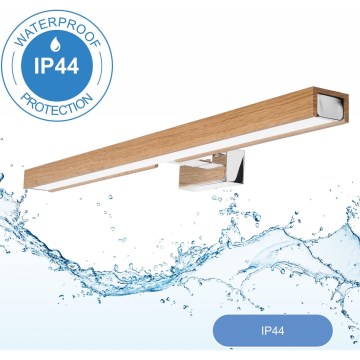Brilagi - Iluminación LED para espejos de baño WOODY MIRROR LED/12W/230V 60 cm IP44 roble/cromo brillante
