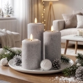 BRILAGI - Juego de 3 velas LED/2xAA gris