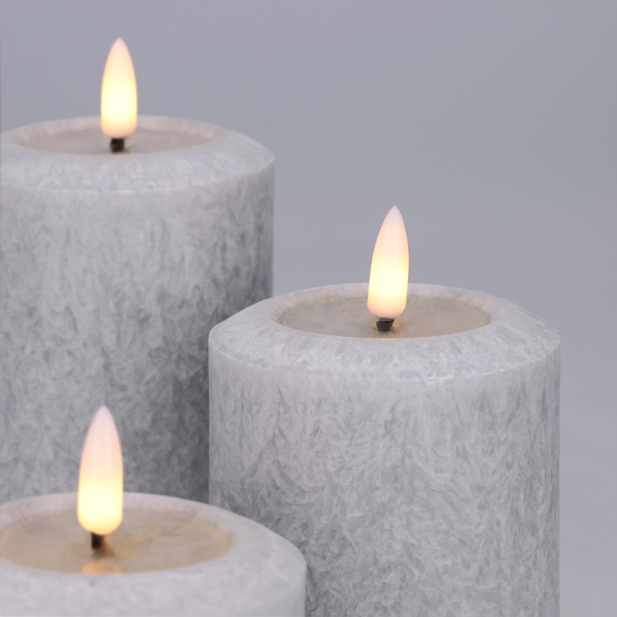 BRILAGI - Juego de 3 velas LED/2xAA gris