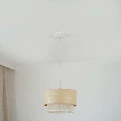 Brilagi - Lámpara colgante con cable ARIZONA BOHO 1xE27/15W/230V Ø 25 cm beige/blanco