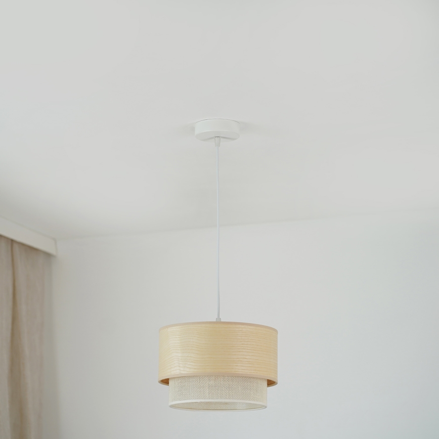 Brilagi - Lámpara colgante con cable ARIZONA BOHO 1xE27/15W/230V Ø 25 cm beige/blanco