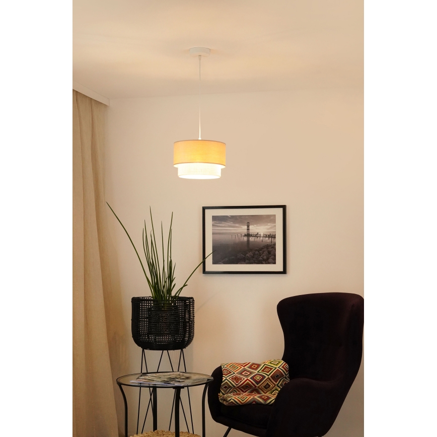 Brilagi - Lámpara colgante con cable ARIZONA BOHO 1xE27/15W/230V Ø 25 cm beige/blanco