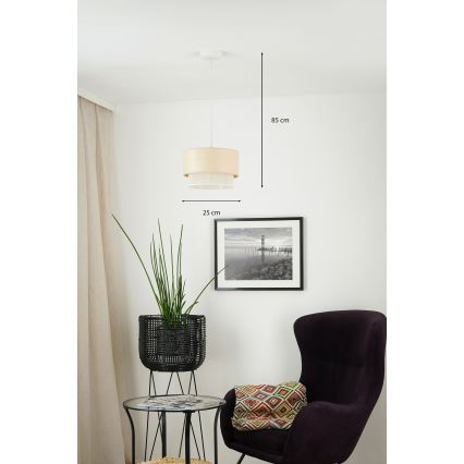 Brilagi - Lámpara colgante con cable ARIZONA BOHO 1xE27/15W/230V Ø 25 cm beige/blanco