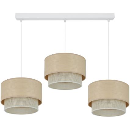Brilagi - Lámpara colgante con cable ARIZONA BOHO 3xE27/15W/230V beige/blanco