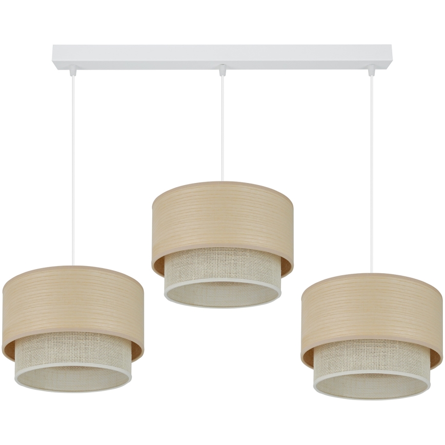 Brilagi - Lámpara colgante con cable ARIZONA BOHO 3xE27/15W/230V beige/blanco
