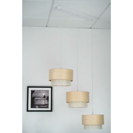 Brilagi - Lámpara colgante con cable ARIZONA BOHO 3xE27/15W/230V beige/blanco