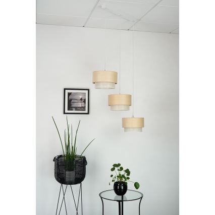 Brilagi - Lámpara colgante con cable ARIZONA BOHO 3xE27/15W/230V beige/blanco