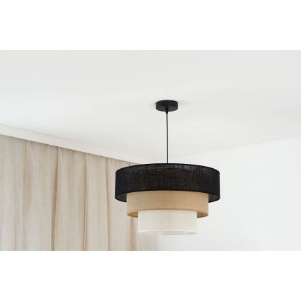 Brilagi - Lámpara colgante en cable ASPEN LUNETA 1xE27/15W/230V diámetro 45 cm negro/beige/crema
