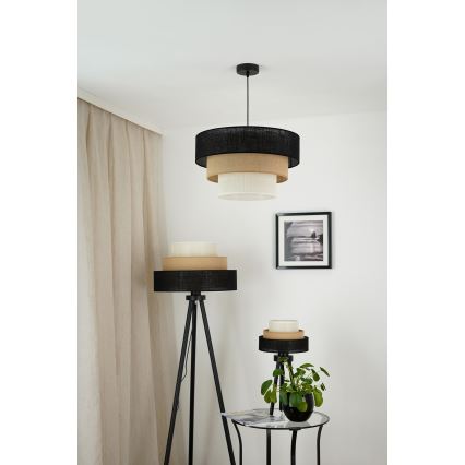 Brilagi - Lámpara colgante en cable ASPEN LUNETA 1xE27/15W/230V diámetro 45 cm negro/beige/crema