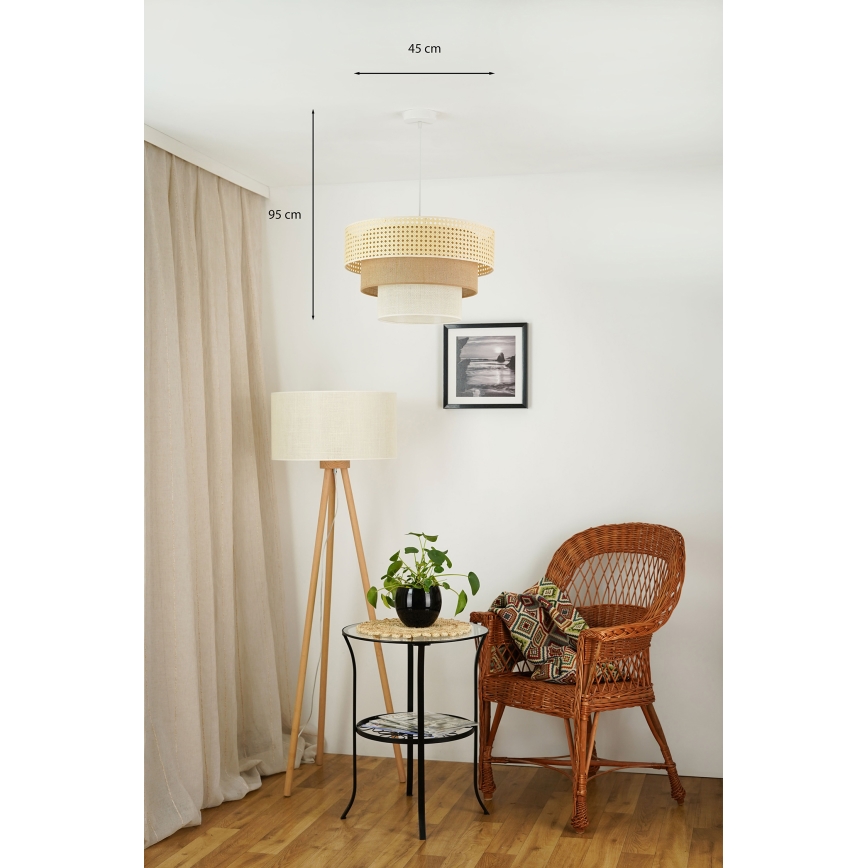 Brilagi - Lámpara colgante con cable CEDAR LUNETA 1xE27/15W/230V diámetro 45 cm ratán/marrón/crema