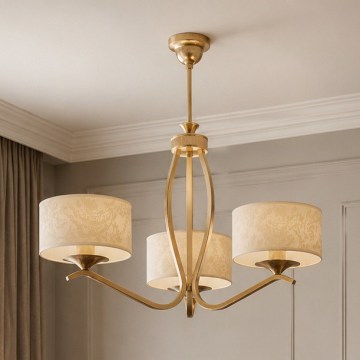 BRILAGI - Lámpara colgante con barra SAPHIRE 3xE27/15W/230V Ø 66 cm crema/oro/pátina