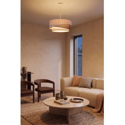 Brilagi - Lámpara colgante con cable ARROW 1xE27/60W/230V Ø 45 cm beige/marrón/blanco