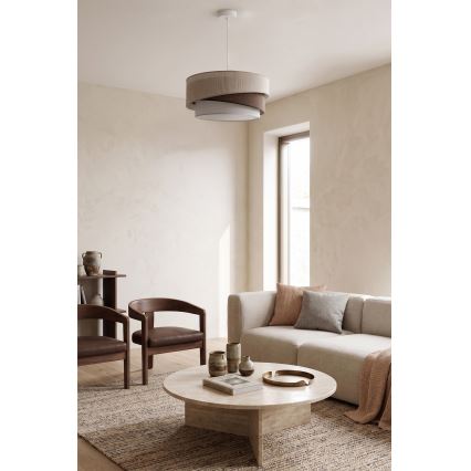 Brilagi - Lámpara colgante con cable ARROW 1xE27/60W/230V Ø 45 cm beige/marrón/blanco