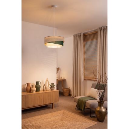 Brilagi - Lámpara colgante con cable ARROW 1xE27/60W/230V Ø 45 cm beige/verde/blanco