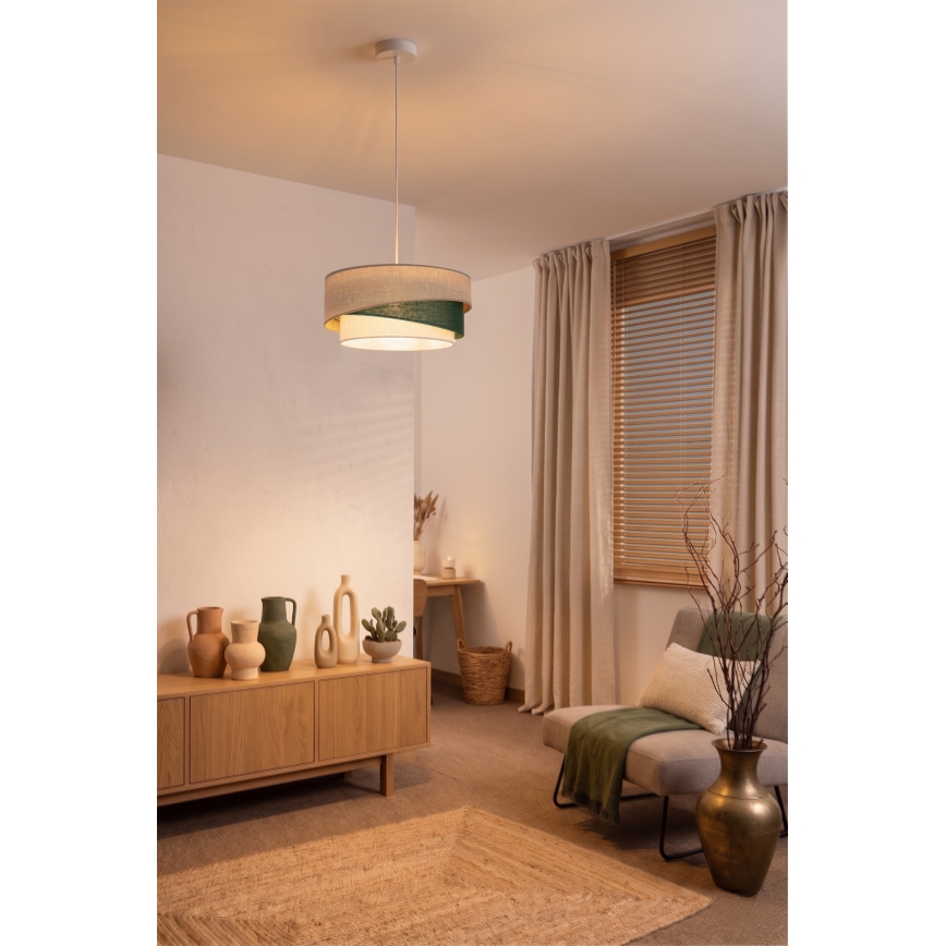 Brilagi - Lámpara colgante con cable ARROW 1xE27/60W/230V Ø 45 cm beige/verde/blanco