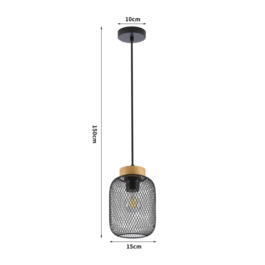 Brilagi - Lámpara colgante con cable BASKLITE 1xE27/15W/230V madera/negro