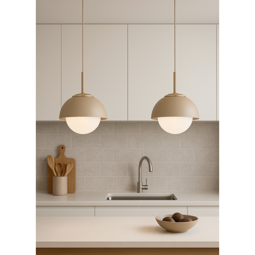 BRILAGI - Lámpara colgante con cable COSMO 1xE27/60W/230V Ø 18 cm beige/dorado