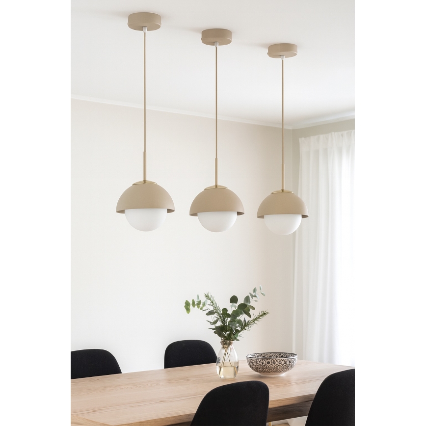 BRILAGI - Lámpara colgante con cable COSMO 1xE27/60W/230V Ø 18 cm beige/dorado