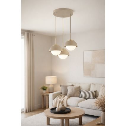 Brilagi - Lámpara colgante con cable COSMO 3xE27/60W/230V beige/dorado