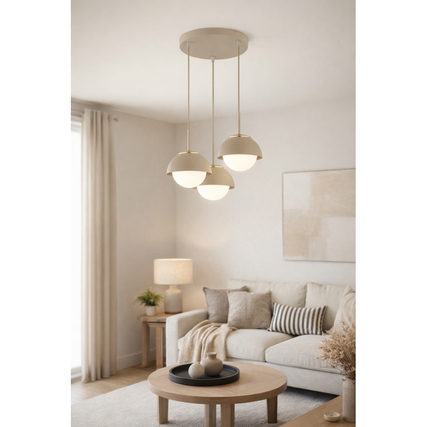Brilagi - Lámpara colgante con cable COSMO 3xE27/60W/230V beige/dorado