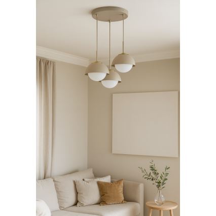 Brilagi - Lámpara colgante con cable COSMO 3xE27/60W/230V beige/dorado