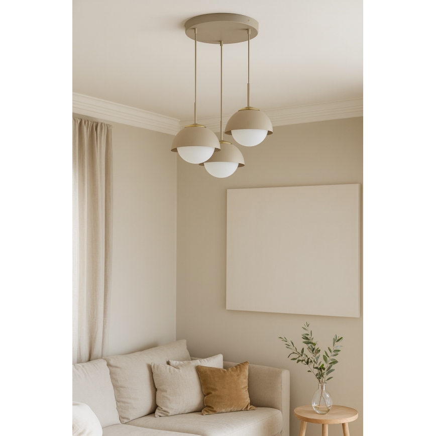 Brilagi - Lámpara colgante con cable COSMO 3xE27/60W/230V beige/dorado