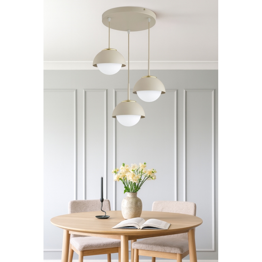 Brilagi - Lámpara colgante con cable COSMO 3xE27/60W/230V beige/dorado