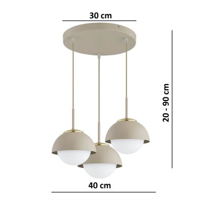 Brilagi - Lámpara colgante con cable COSMO 3xE27/60W/230V beige/dorado