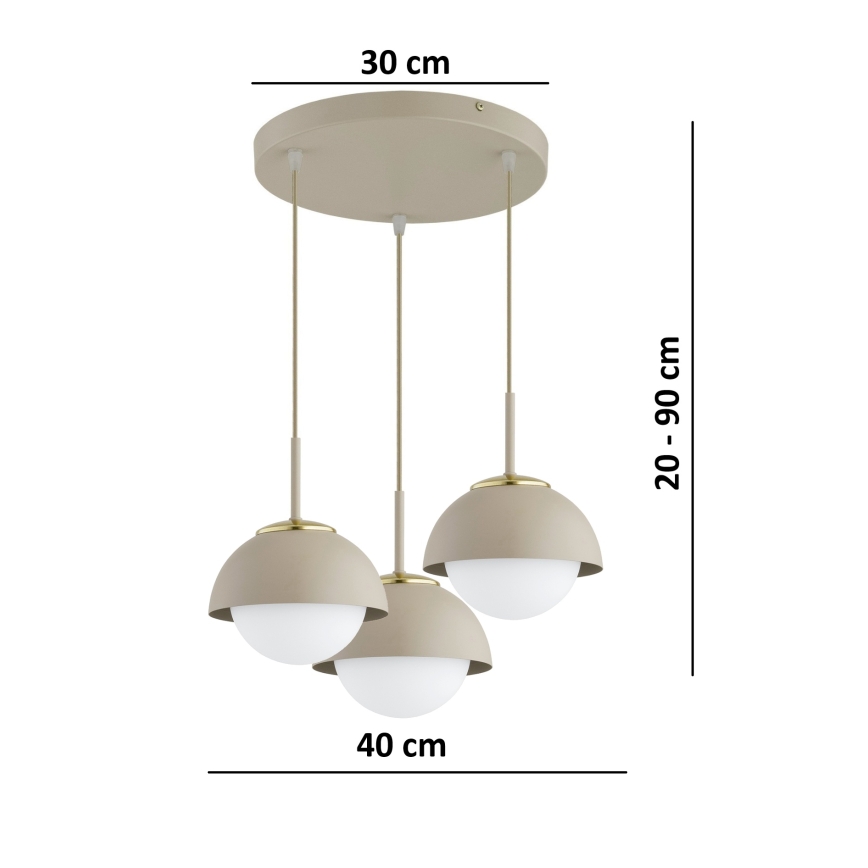Brilagi - Lámpara colgante con cable COSMO 3xE27/60W/230V beige/dorado