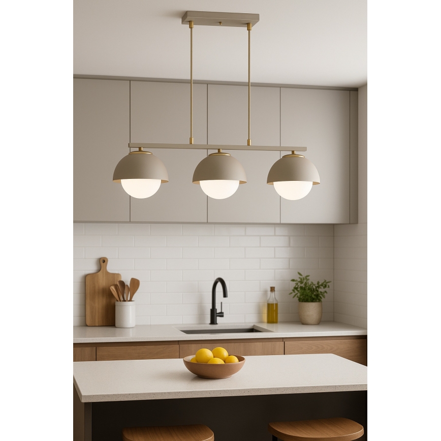 BRILAGI - Lámpara colgante con cable COSMO 3xE27/60W/230V beige/dorado