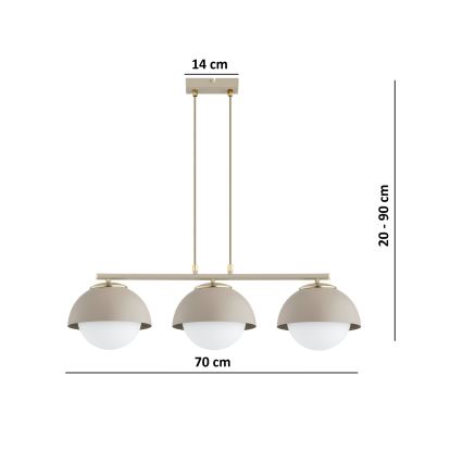 BRILAGI - Lámpara colgante con cable COSMO 3xE27/60W/230V beige/dorado
