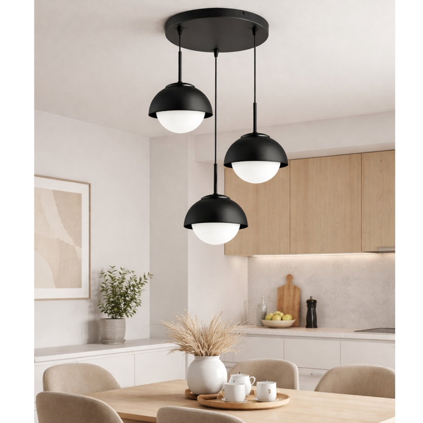 BRILAGI - Lámpara colgante con cable COSMO 3xE27/60W/230V negra