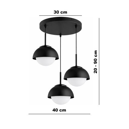 BRILAGI - Lámpara colgante con cable COSMO 3xE27/60W/230V negra