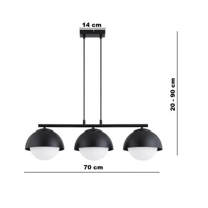BRILAGI - Lámpara colgante con cable COSMO 3xE27/60W/230V negra