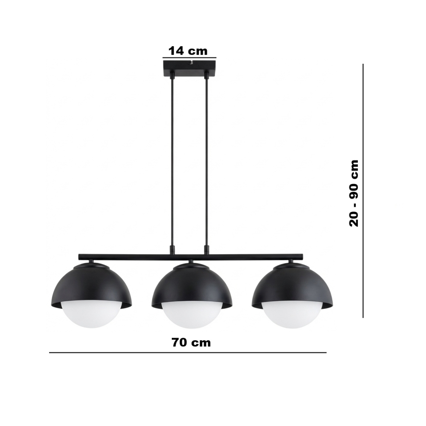 BRILAGI - Lámpara colgante con cable COSMO 3xE27/60W/230V negra