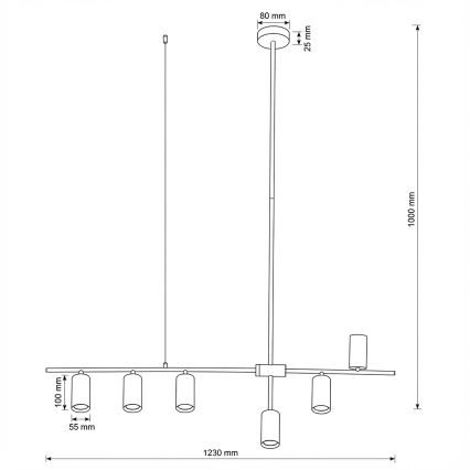 Brilagi - Lámpara colgante con cable CRANE 6xGU10/30W/230V blanca