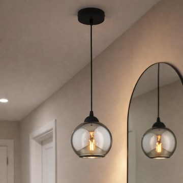 Brilagi - Lámpara colgante con cable DIOR 1xE27/60W/230V negro/gris ahumado