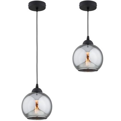 Brilagi - Lámpara colgante con cable DIOR 1xE27/60W/230V negro/gris ahumado