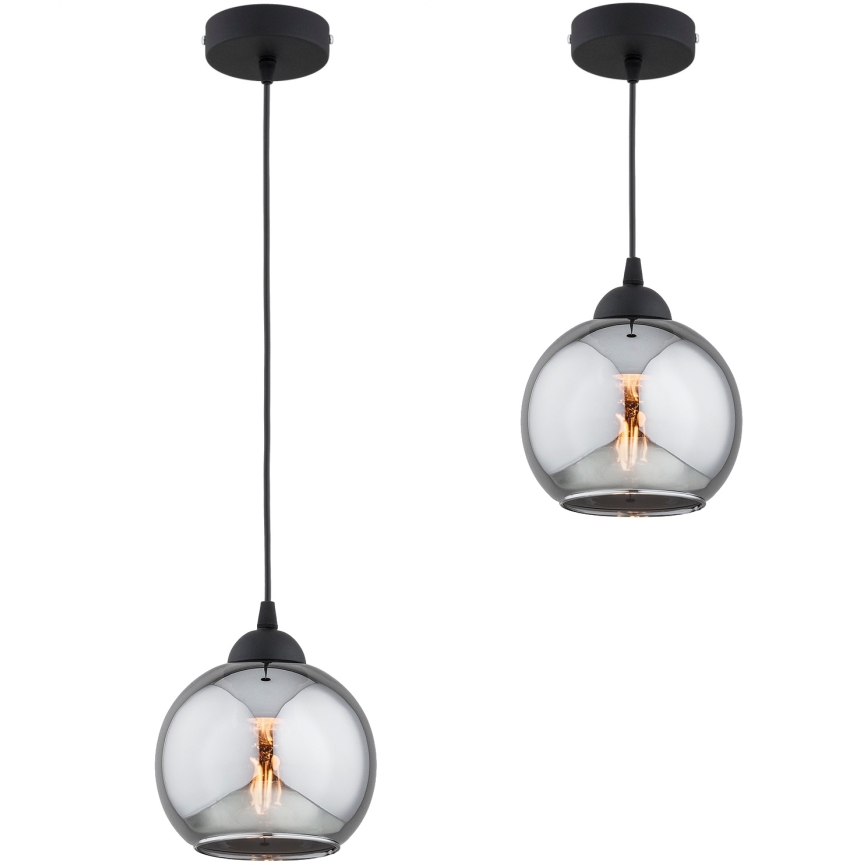 Brilagi - Lámpara colgante con cable DIOR 1xE27/60W/230V negro/gris ahumado